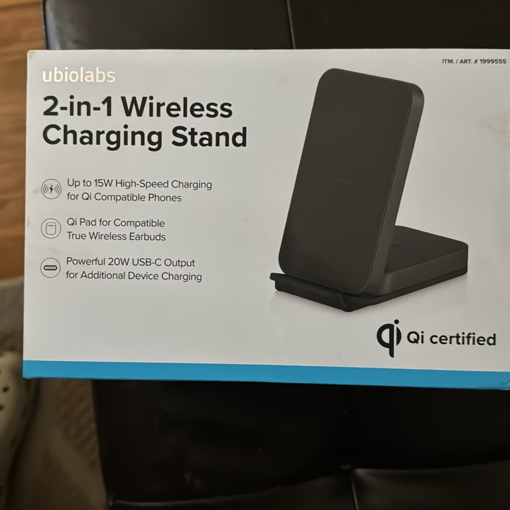 New- Ubio Labs 2-in-1 Wireless Charging Stand, Black